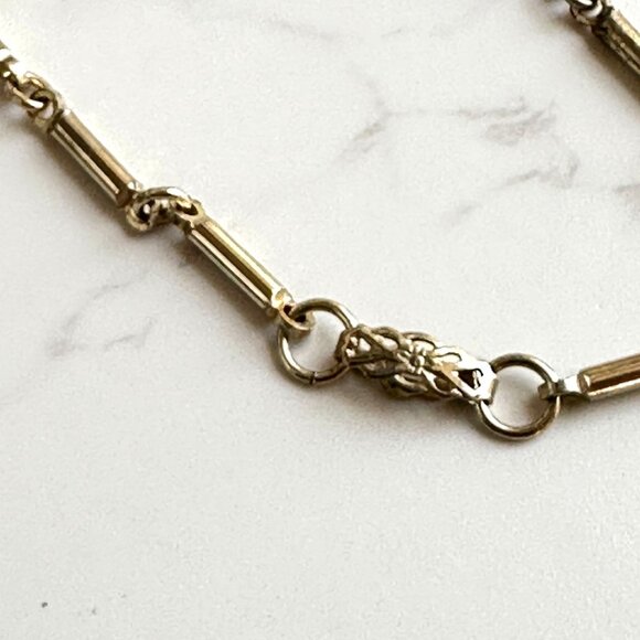 Vintage Gold Tone Link Bar Chain Necklace 15" - Picture 7 of 7